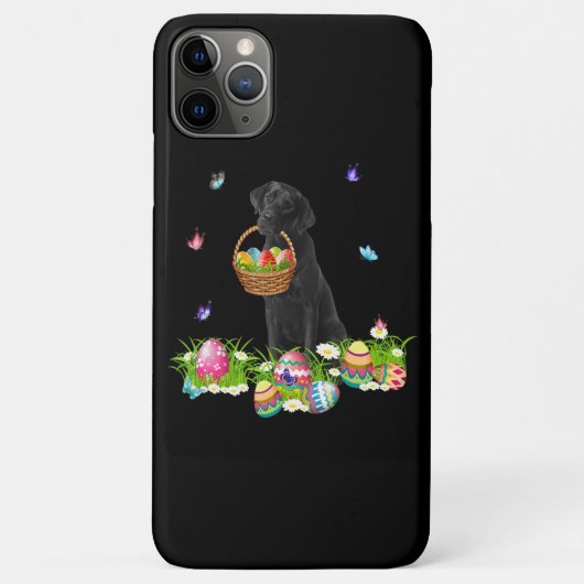 Coques Case-Mate iPhone Dog Lover | Bunny Black Labrador Dog & Easter Eggs (Dos)