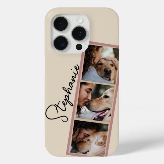 Coques Case-Mate iPhone Dog Photo Collage Name Cream Pet (Verso)