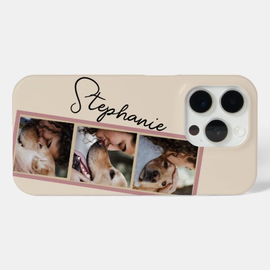Coques Case-Mate iPhone Dog Photo Collage Name Cream Pet (Verso (horizontal))