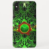COQUES Case-Mate iPhone DOMMASQUE VERT NOIR, SHAMROCK, MONOGRAMME DE SCEAU (Dos)
