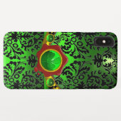 COQUES Case-Mate iPhone DOMMASQUE VERT NOIR, SHAMROCK, MONOGRAMME DE SCEAU (Dos (Horizontal))