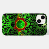 COQUES Case-Mate iPhone DOMMASQUE VERT NOIR, SHAMROCK, MONOGRAMME DE SCEAU (Verso (horizontal))