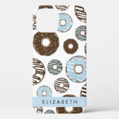 Coques Case-Mate iPhone Donuts Bleus, Donuts Brown, Sprinkings, Votre Nom (Verso)