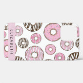 Coques Case-Mate iPhone Donuts Roses, Donuts Blancs, Sprinkings, Votre Nom (Verso (horizontal))