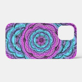 Coques Case-Mate iPhone Doodé De Fleur Bleu Et Violet (Verso (horizontal))