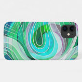Coques Case-Mate iPhone Doodle bleu turquoise et aqua aux lignes blanches (Dos (Horizontal))
