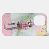 Coques Case-Mate iPhone Doodle cheveux foncé Nom de la fille tendance (Verso (horizontal))