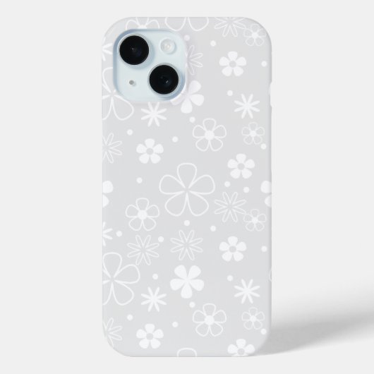 Coques Case-Mate iPhone Doodle de marguerite blanche sur gris (Verso)