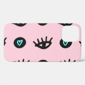 Coques Case-Mate iPhone Doodle Fille : Coeurs Des Yeux Sans Couleur. (Verso (horizontal))