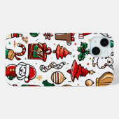 Coques Case-Mate iPhone Doodles de Noël lunaires (Verso (horizontal))