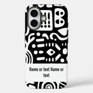 Coques iPhone 16 Doodles noirs et blancs