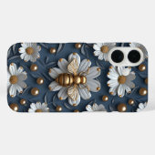Coques Case-Mate iPhone Doré 3D Bees Fleurs de marguerite style puffy Bumb (Verso (horizontal))