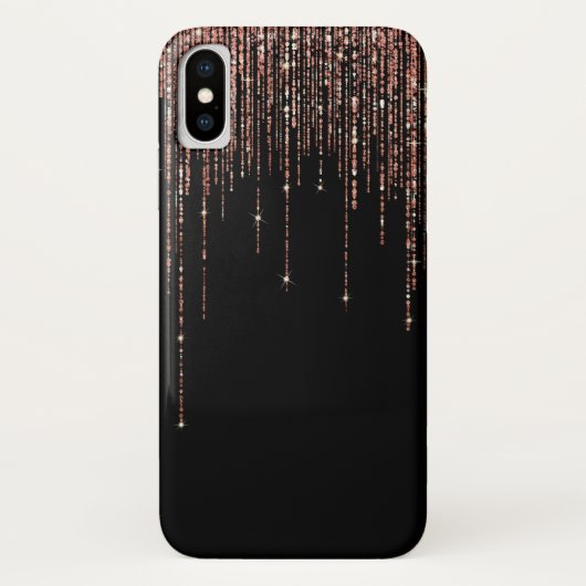 Coques Case-Mate iPhone Dory Rose Noire Gold Sparkly Glitter Fringe (Dos)