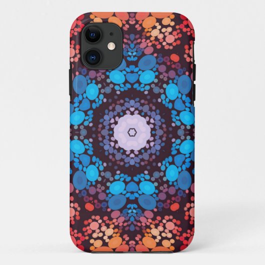 Coques Case-Mate iPhone Dot Mandala bleu rouge et orange (Dos)
