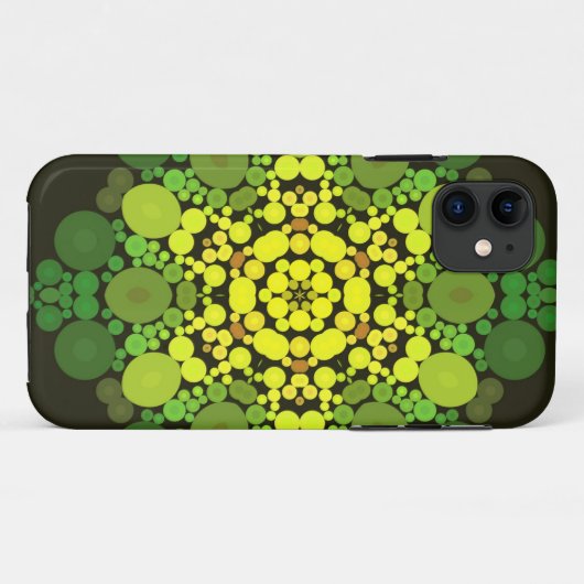 Coques Case-Mate iPhone Dot Mandala Fleur Jaune et Vert (Dos (Horizontal))
