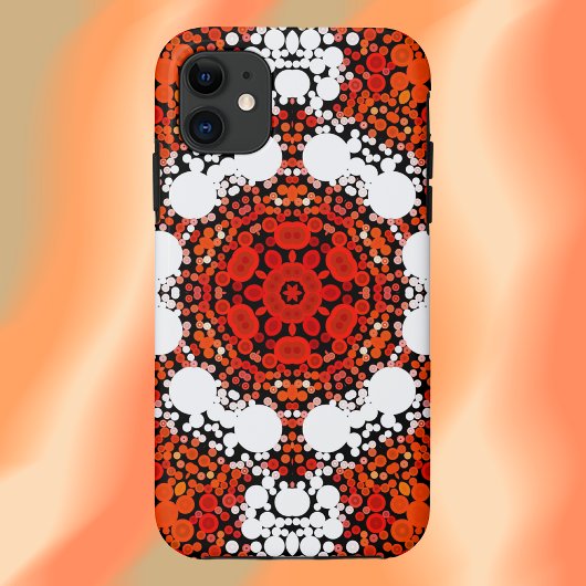 Coques Case-Mate iPhone Dot Mandala Fleur orange blanc et rouge