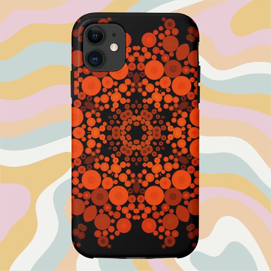 Coques Case-Mate iPhone Dot Mandala Fleur Orange et Noir