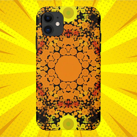 Coques Case-Mate iPhone Dot Mandala Fleur orange jaune et vert