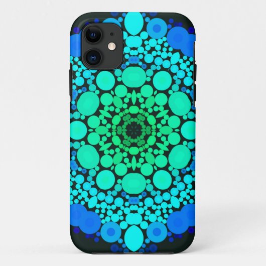Coques Case-Mate iPhone Dot Mandala Flower bleu et vert (Dos)