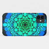Coques Case-Mate iPhone Dot Mandala Flower bleu et vert (Dos (Horizontal))