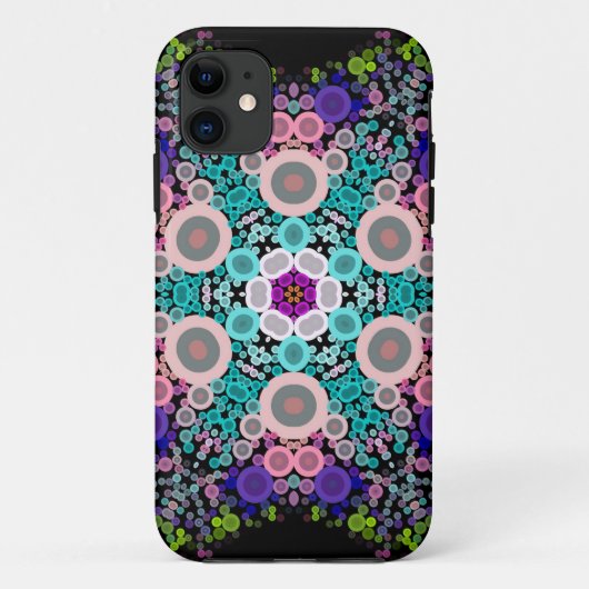 Coques Case-Mate iPhone Dot Mandala Flower bleu vert et rose (Dos)