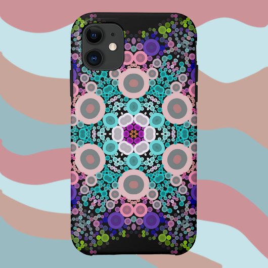 Coques Case-Mate iPhone Dot Mandala Flower bleu vert et rose