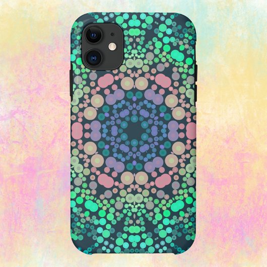 Coques Case-Mate iPhone Dot Mandala Flower bleu vert et rose