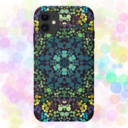 Coques Case-Mate iPhone Dot Mandala Flower Blue Jaune et violet