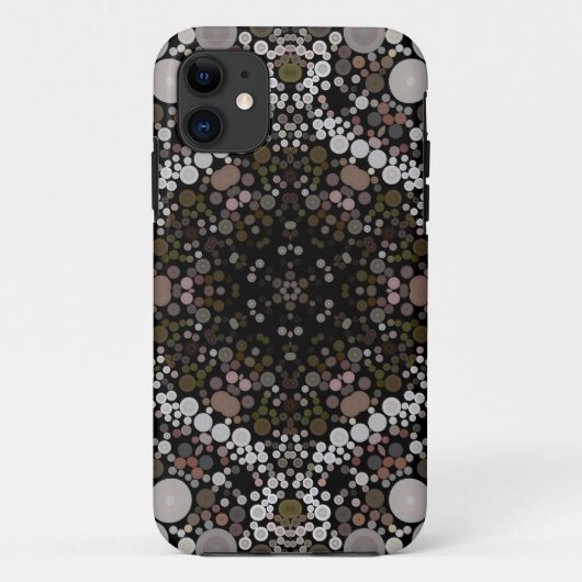Coques Case-Mate iPhone Dot Mandala Flower Brown et blanc (Dos)