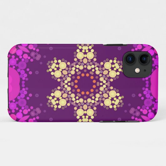 Coques Case-Mate iPhone Dot Mandala Flower rose et jaune (Dos (Horizontal))