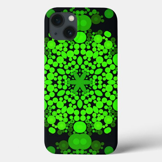 Coques Case-Mate iPhone Dot Mandala Flower vert et noir (Verso)