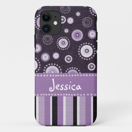 Coques Case-Mate iPhone Dots et bandes violets (Dos)