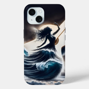 Coque Pour iPhone 15 Double Exposition Danseuse de guitare