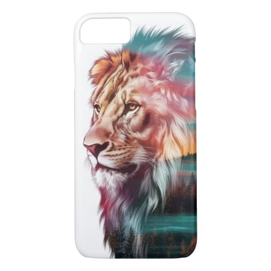 Coques Case-Mate iPhone Double exposition de Lion majestueux avec la natur (Dos)