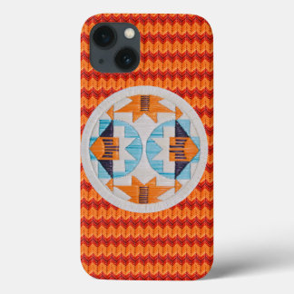 Etui iPhone 13 Double Rainbow2 et Orange Chevron