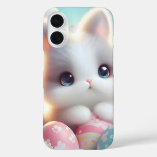 Coques iPhone 16 Doux œufs de Pâques pastel Kawaii chaton