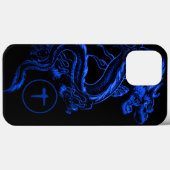 Coques Case-Mate iPhone Dragon Asiatique Bleu Monogrammé  (Verso (horizontal))