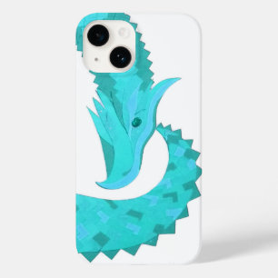 Coque Pour iPhone 14 dragon au cœur de vert-de-gris sur fond blanc