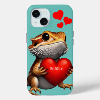 Coque Pour iPhone 15 Dragon Barbu Sucré Vert Saint-Valentin
