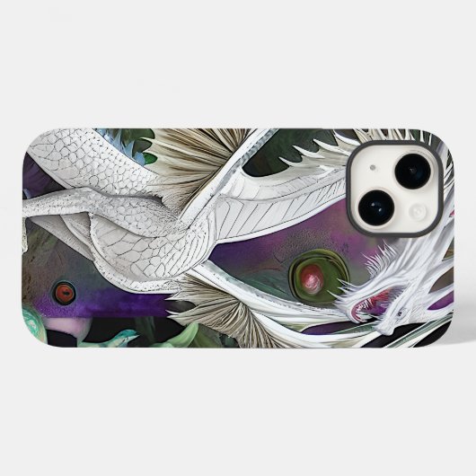Coques Case-Mate iPhone Dragon blanc (Verso (horizontal))