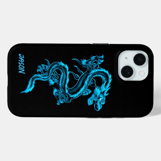Coques Case-Mate iPhone Dragon bleu (Verso (horizontal))