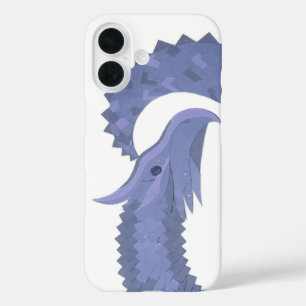 Coques iPhone 16 Dragon bleu-gris à coeur blanc