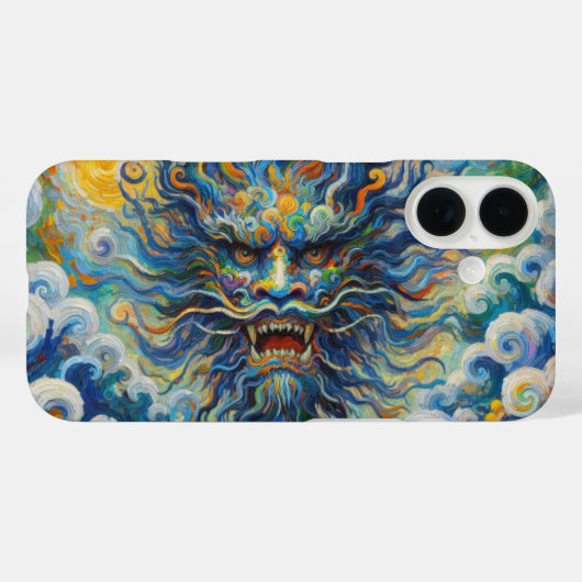 Coques Case-Mate iPhone Dragon bleu oriental Van Gogh maquillage de nuages (Verso (horizontal))