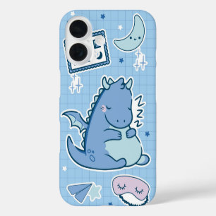 Coques iPhone 16 Dragon Bleu Sleepy - Cute Dreamland Kawaii
