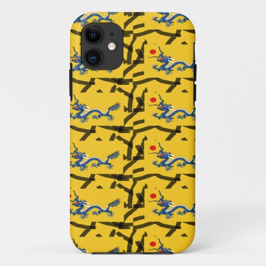 Coques Case-Mate iPhone dragon bleu sur jaune (Dos)