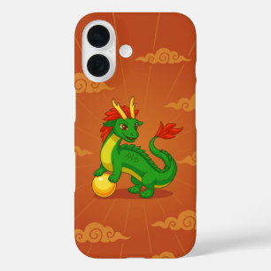 Coques iPhone 16 Dragon Chinois Rouge sur Fond Rouge