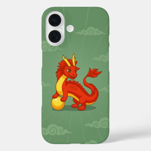 Coques Case-Mate iPhone Dragon Chinois Rouge sur Fond Vert (Verso)