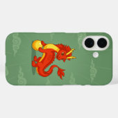 Coques Case-Mate iPhone Dragon Chinois Rouge sur Fond Vert (Verso (horizontal))