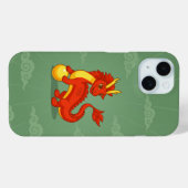Coques Case-Mate iPhone Dragon Chinois Rouge sur Fond Vert (Verso (horizontal))