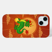 Coques Case-Mate iPhone Dragon Chinois Vert sur Fond Rouge (Verso (horizontal))